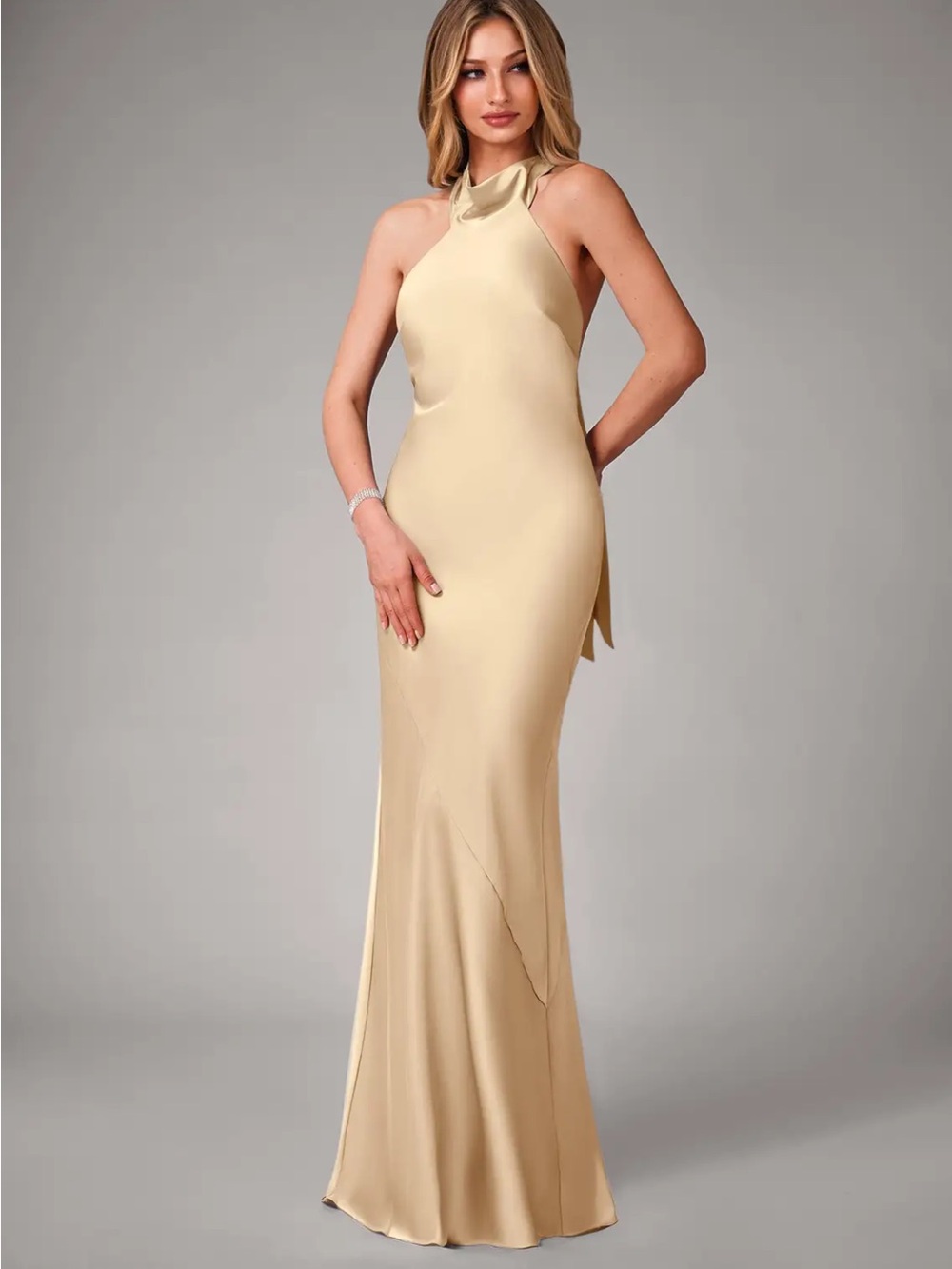 Azazie Velli dress in champagne